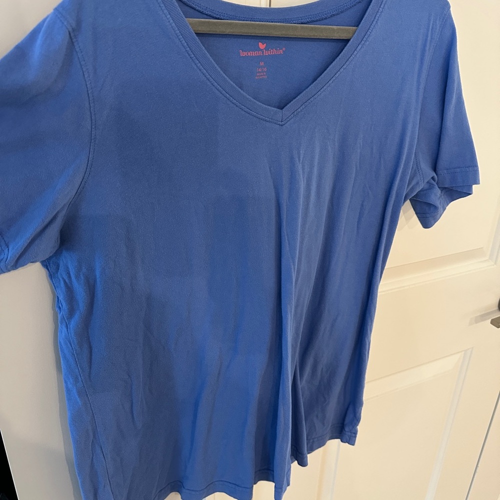 Women's Blue V-Neck M Top